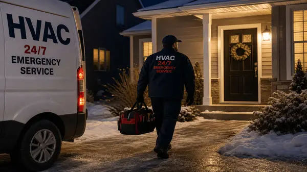 Heating service technician at a home in Mulvane, Kansas